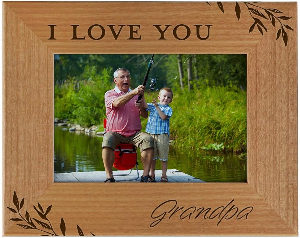 I Love You Grandpa & Me, Engraved Natural Wood Photo Frame, 5x7 Vertical Portrait, Grandparent's Day, Best Grandpa Ever, Grandfather Gifts, Father's Day, Christmas