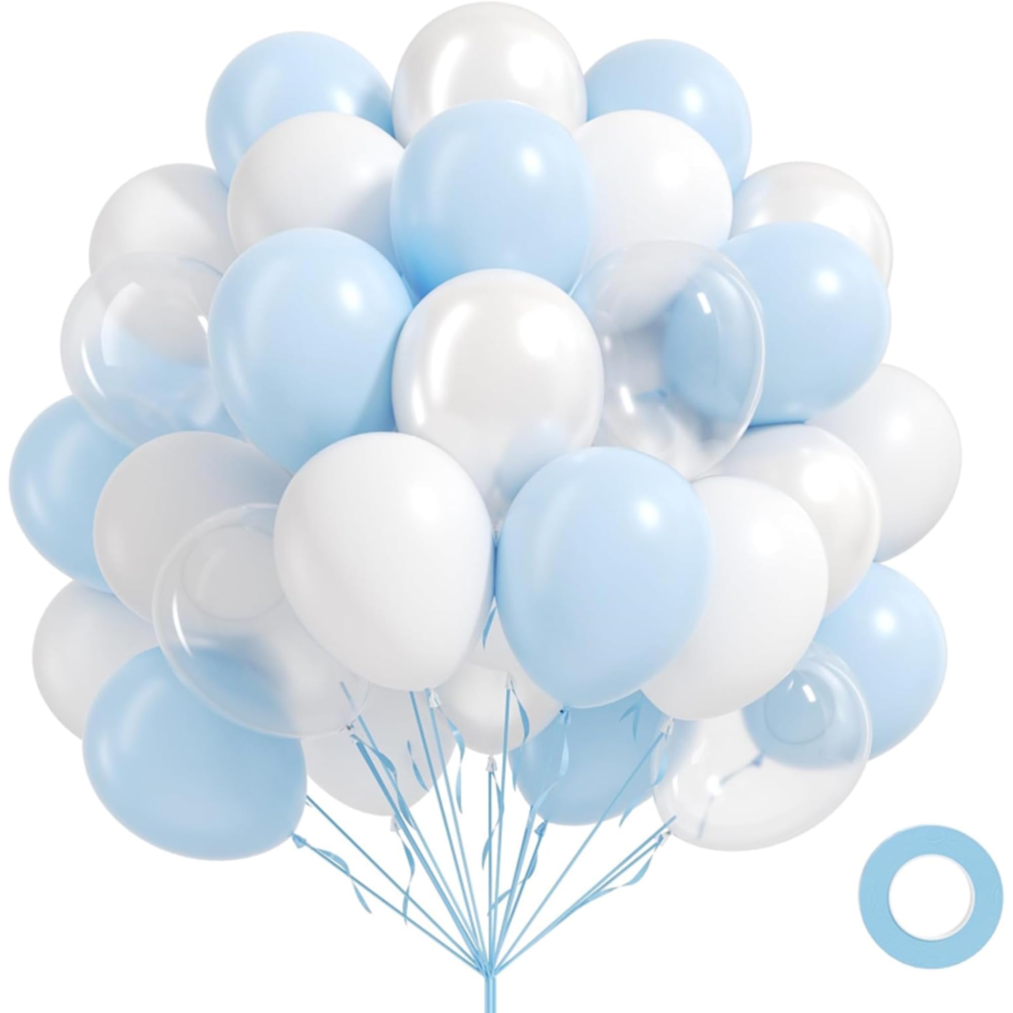 Frigg 62 pcs Macaron Blue and White Transparent Balloon Set