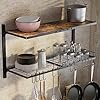 MAWEW Pot Rack Wall Mounted,Pot Hanger,Pot Hangers for Kitchen Wall Mount,With 12 Hooks Wall Pot Rack,Vintage Farmhouse Style Wall Mount Pot Rack,for Pot Storage and Organization.(Adjustable Style)