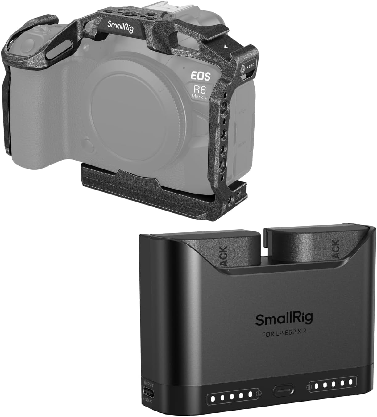 SmallRig“Black Mamba”Camera Cage and LP-E6P Camera Battery Set for Canon