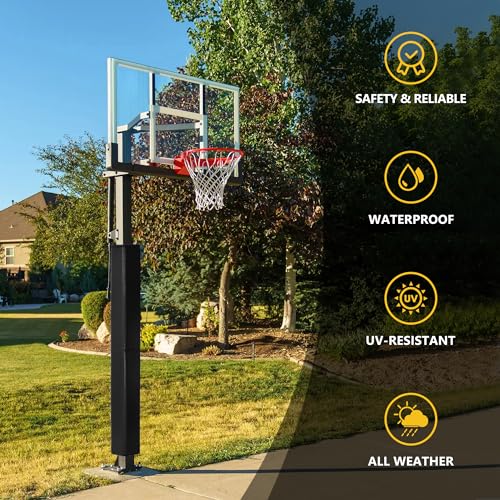 4x4 Basketball Pole Pad,Adjustable Height Basketball Hoop Pole Pad Black