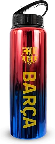 Hy-Pro - Botella UV de aluminio con licencia oficial F.C de 25.4 fl oz  popote plegable integrado, acabado neocromo, a prueba de fugas, ligera