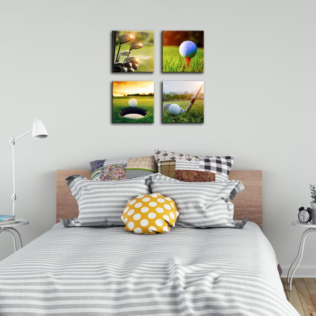 VVJSZHJ Golf Wall Art Golf Course Modern Print Pictures Gym Wall Decor for Man Cave Office Bedroom Golf Club Canvas Artwork for Golfers and Sports Lovers