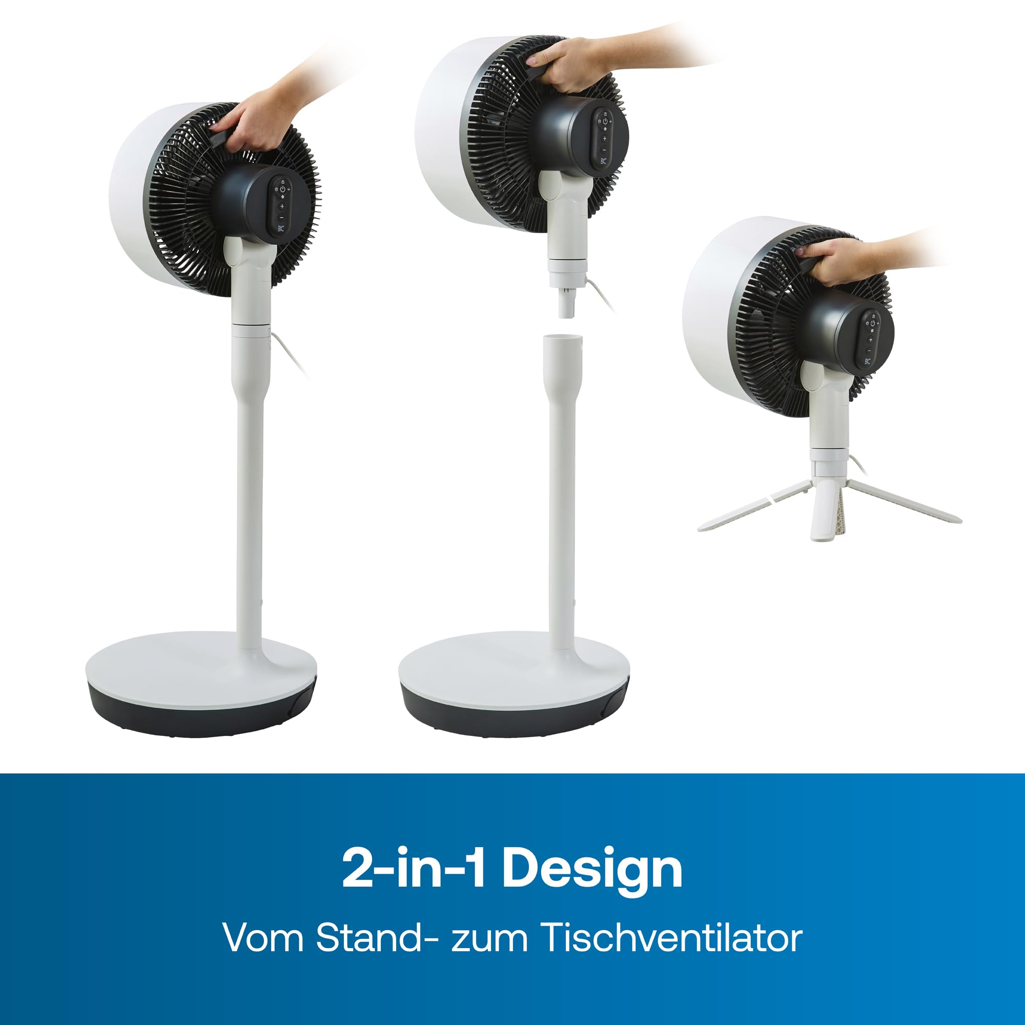 DIMPLEX DUOCOOL Smart 2-in-1 Ventilator Stand- & Tischventilator 5 Geschwindigkeitsstufen Turbo 20m Reichweite 36dB App Google Home Alexa Fernbedienung