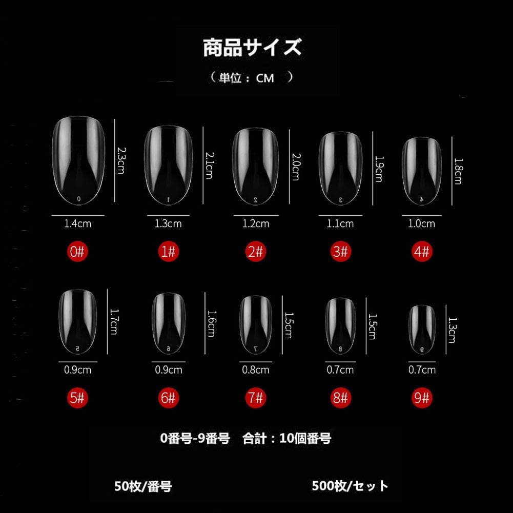 Amazon Shefun ネイルチップ クリア 500枚 ネイル用品 ショート オーバル フルカバー 透明ネイルチップ Diyネイル ネイル飾り 爪と足の爪 10サイズ Jp175 爪用 Shefun ネイルチップ 通販