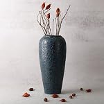 13" Tall Blue Ceramic Vase, Blue Vases for Home Decor, Rustic Large Blue Pottery Vases for Centerpieces, Blue Decorative Vases for Living Room, Table, Kitchen, and Office, Modern Blue Floor Vase