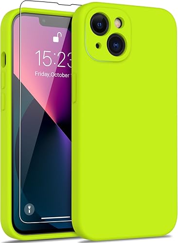 FUNMIKO Funda para iPhone 13 con protector de pantalla, protección completa con funda mejorada para el lente de la cámara, funda protectora de