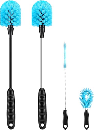 Juego de cepillos de limpieza de acero inoxidable 3 en 1, mango largo para botellas de cuello estrecho, botellas deportivas, tazas de café, vasos,