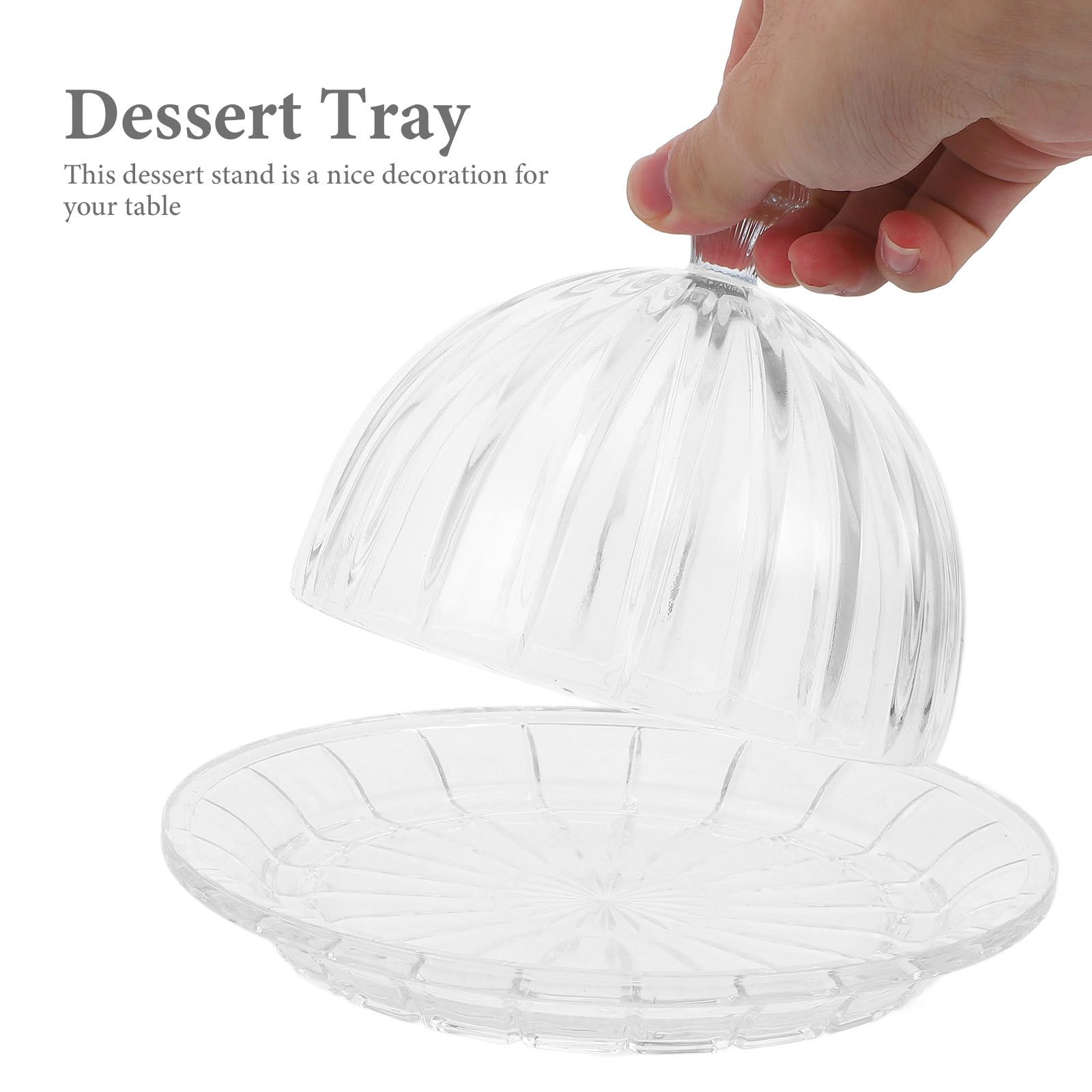 Cabilock Expositor de Tartas de Vidrio con Cúpula Transparente, Bandeja Redonda para Servir Pasteles con Diseño Versátil y Acabado Fino para Reuniones Casuales