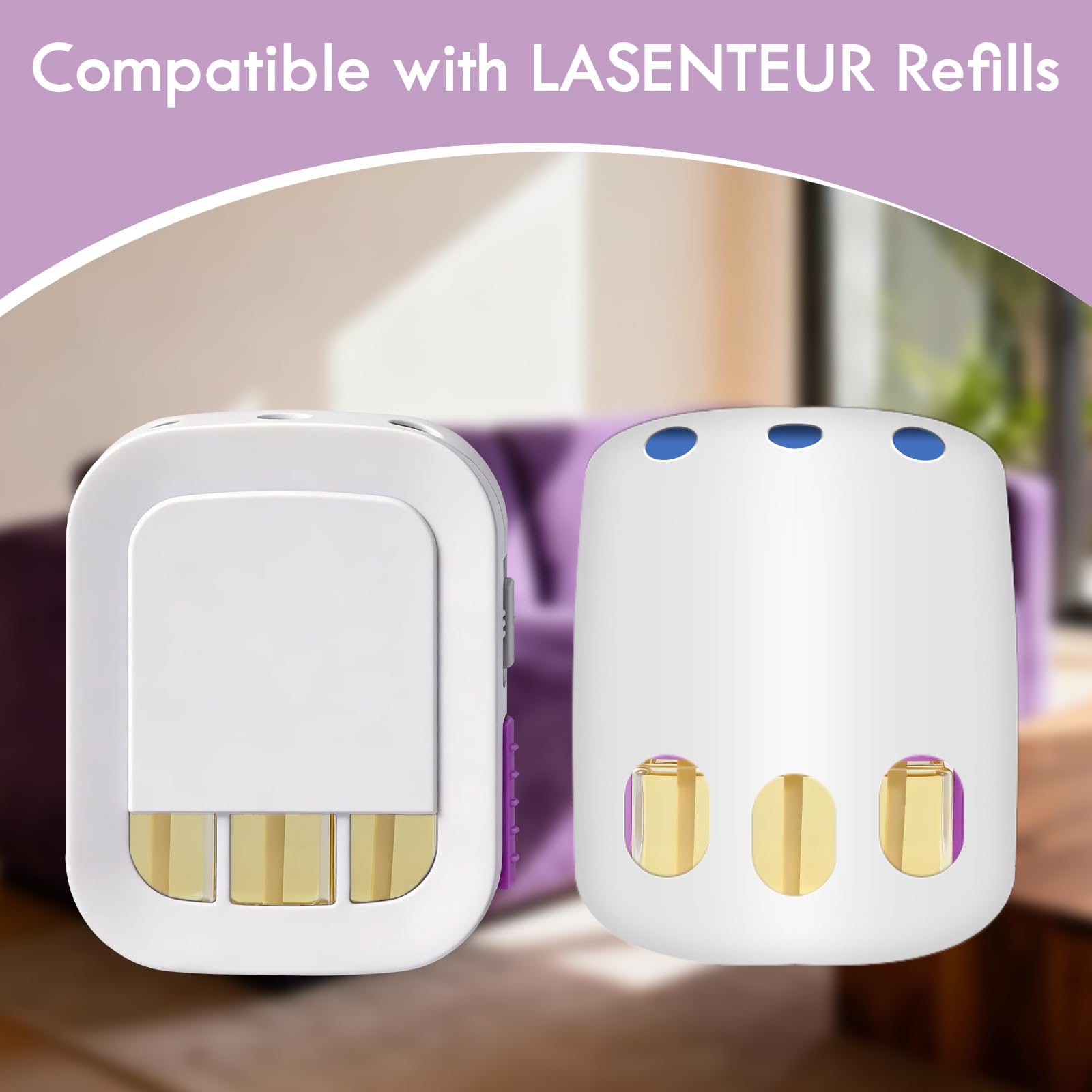LASENTEUR Recambio de frasco de aceite aromático, compatible con Febreze 3Volution, paquete de 8, 6 fragancias, lavanda, eucalipto, salvia, hawaii, vainilla, sándalo, fragancia para sala de estar o