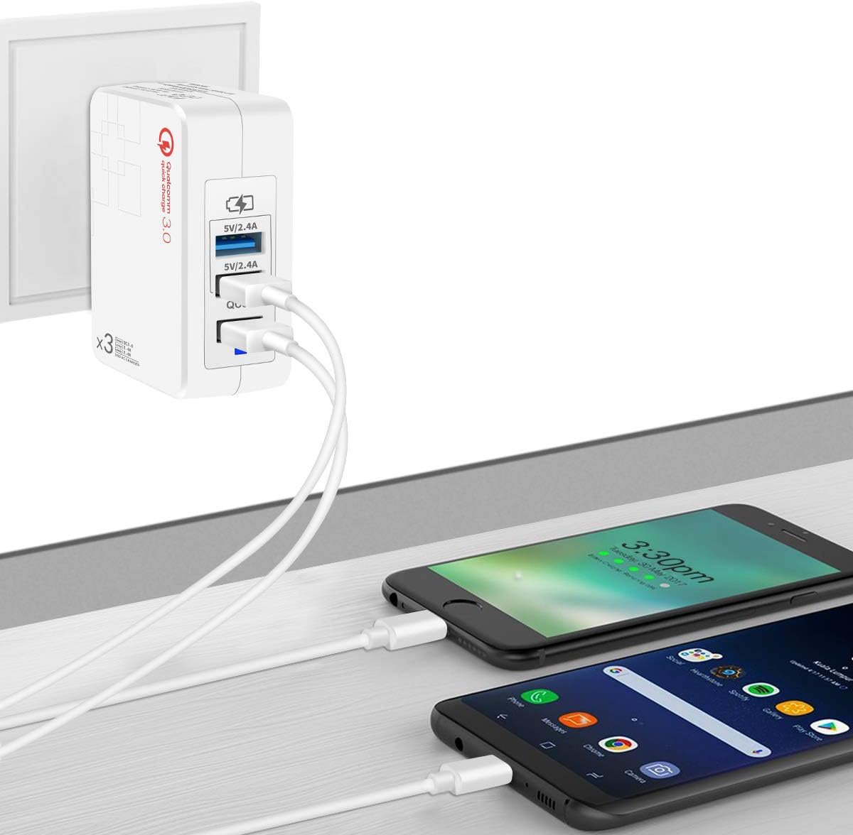HITRENDS S06 charger actively charging two smartphones