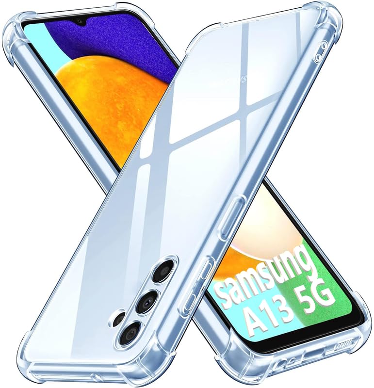 Image of Lustree Back Cover Transparent Case Compatible with Samsung Galaxy A13 5G | Clear + TPU Case with 4 Corner Air Cushion Protection & Camera Protection | Slim& Stylus Cover