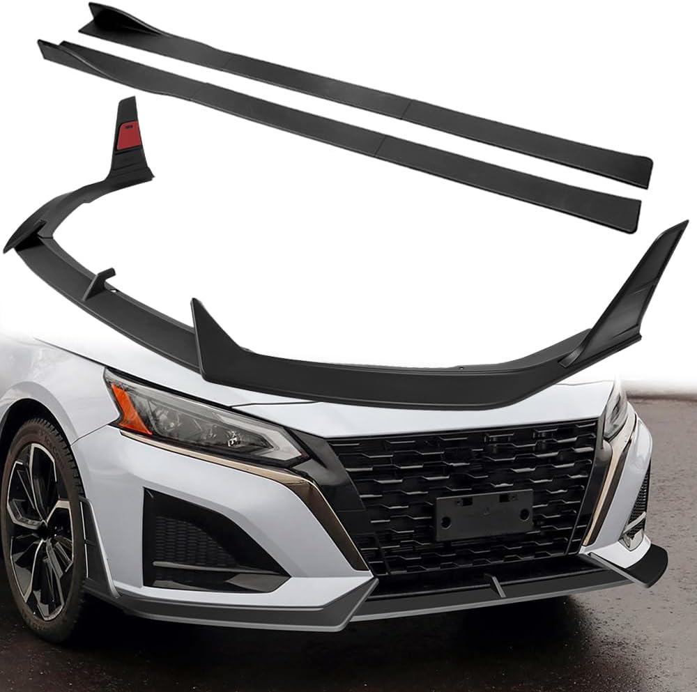 W-POWER, 11-Piece Front Bumper Lip & Side Skirt Extensions Diffuser Compatible with 2023-2026 Nissan Altima, Front Lip Air Chin Body Kit Spoiler Splitter ABS, 2024 2025 (Unpainted Matt Black)