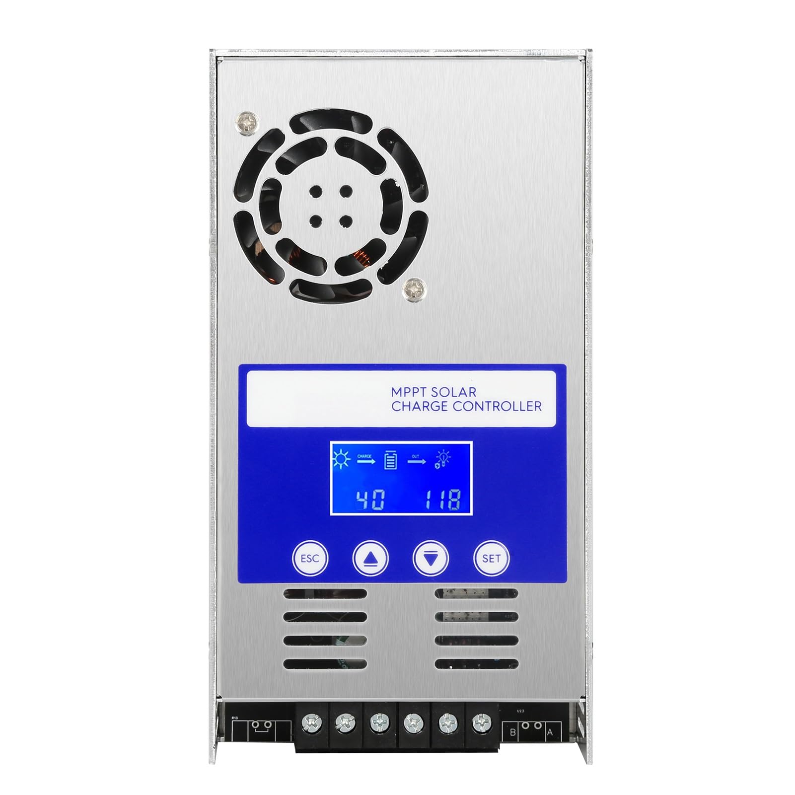 Jadeshay Regulateur de Charge Solaire MPPT 60A Controleur de Charge Solaire Batterie 12V/24V/36V/48V Détection Automatique Contrôleur de Panneau Solaire Photovoltaïque avec Rétroéclairage LCD
