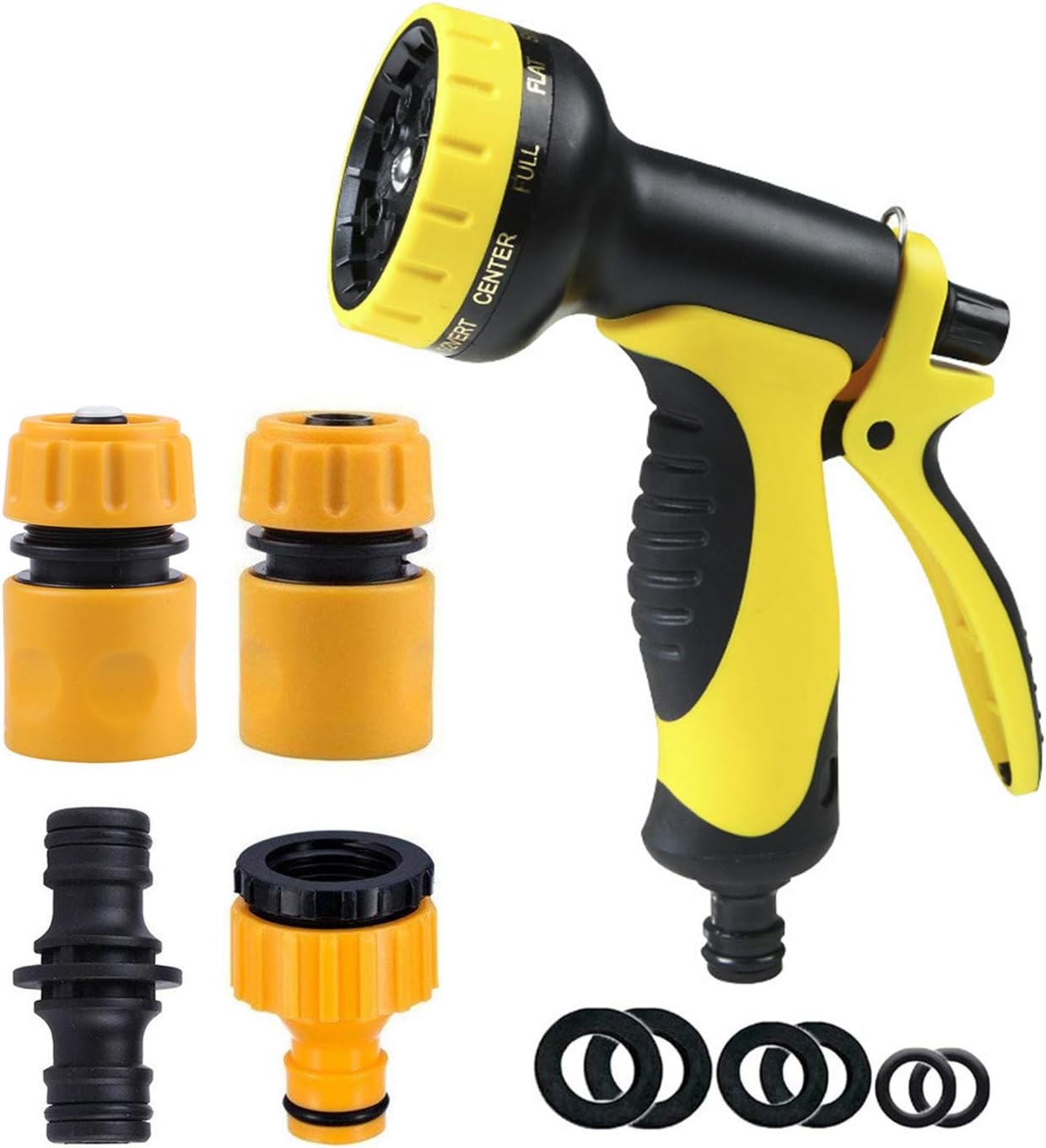 Topways® Hose Pipe Fitting Set, Including Multi Spray Nozzle Watering Gun, Hose End Quick and Waterstop Connector, Threaded Tap Adapter, Double Male Connector, Sealing Spares Kit