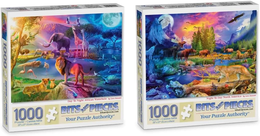 Bits and Pieces Jigsaw Puzzles for Adults - 2 Colorful Puzzles - Value Set of 2 - Animal Puzzles for Adults Colorful Puzzles Bundle Featuring Wildlife Scenes