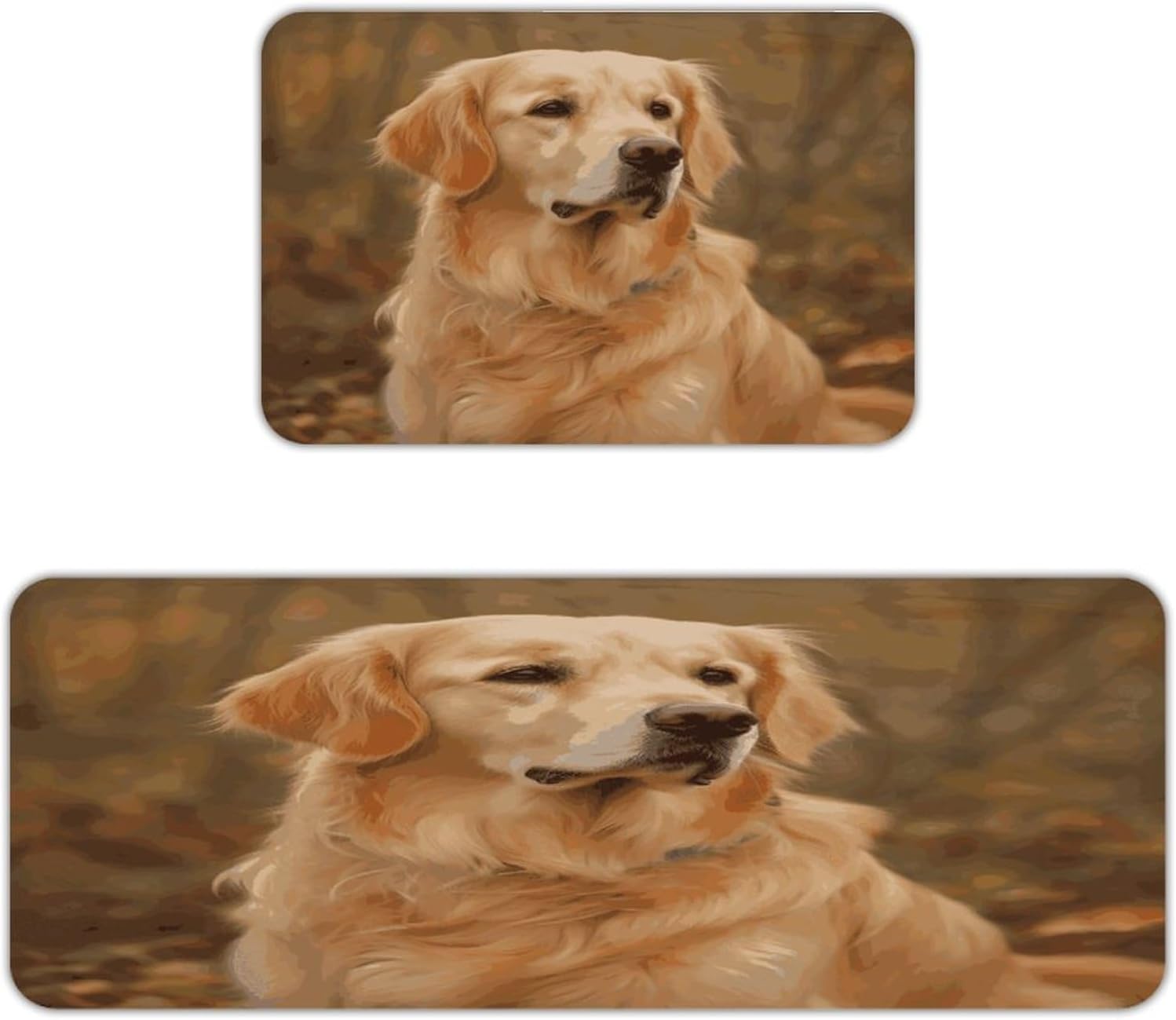 Golden Retriever Kitchen Mats with 2PCS Non-Slip Washable,Kitchen Rug Heavy Duty Durable, Floor Mats for Kitchen,Office,Sink,Laundry