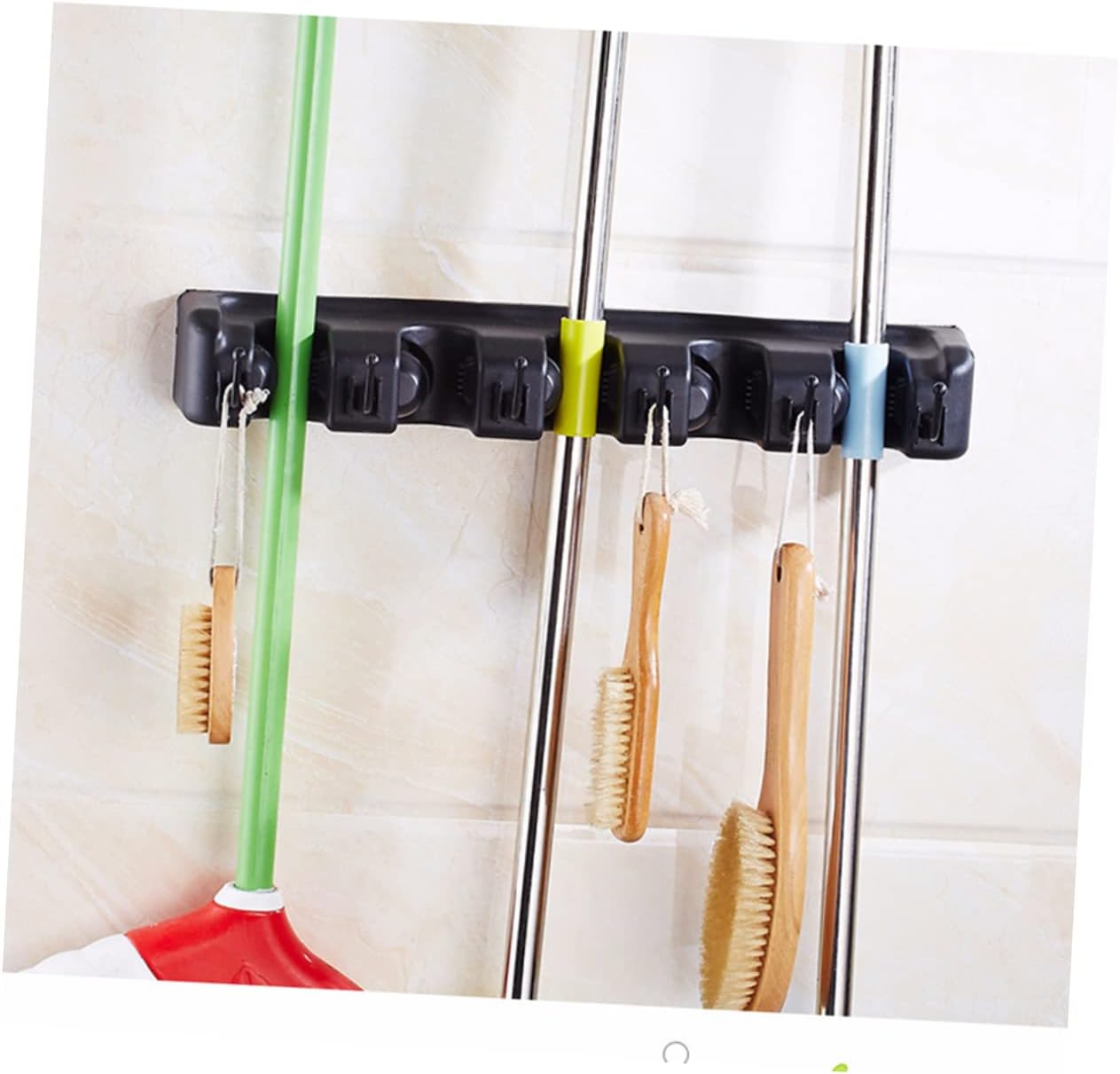 Position Hook Mop Hanger Wall Mount Brush Organizer for Floor Cleaning