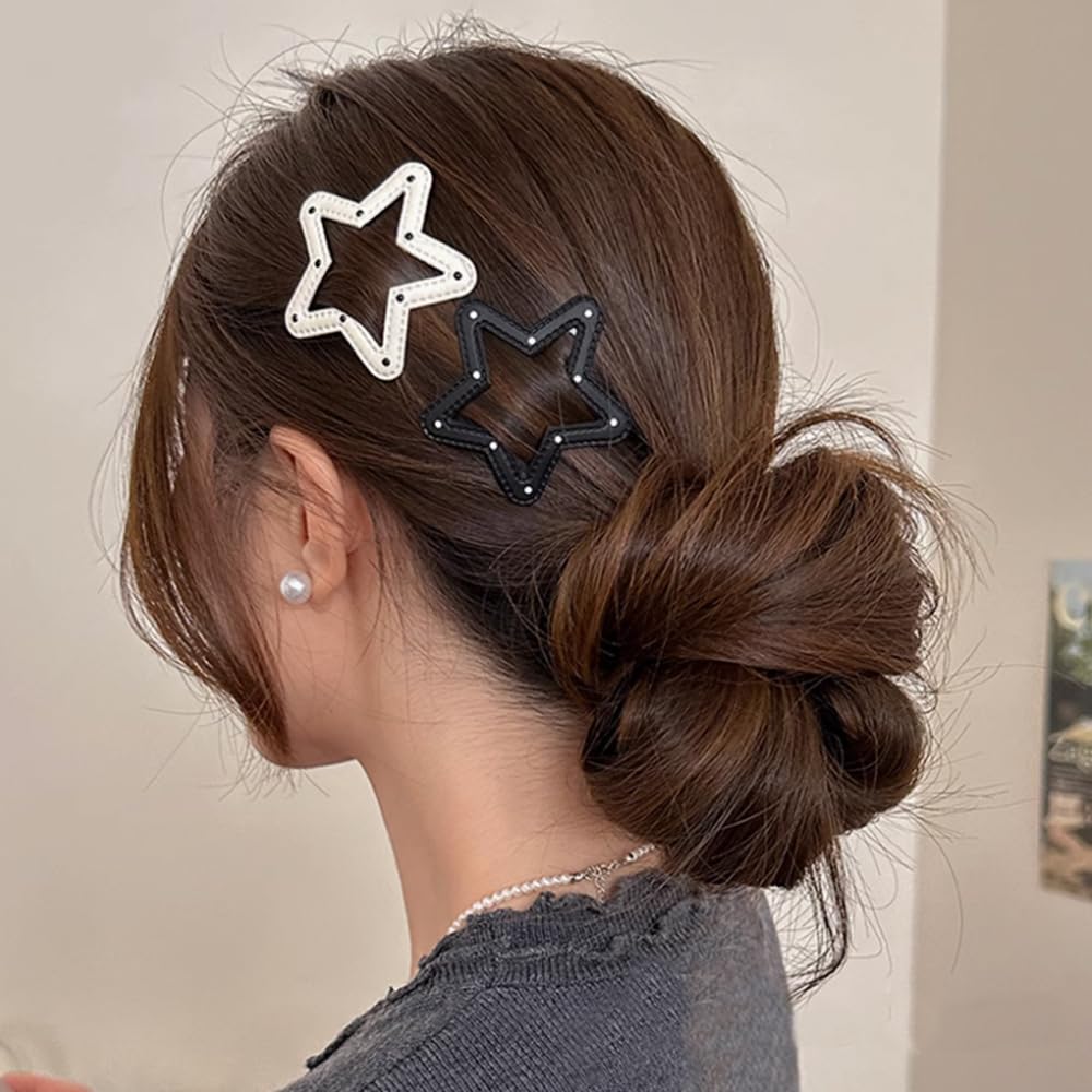 20PCS Star Hair Clips - Y2k Cute Hair Barrettes Non-Slip Decorative Accessories for Girls and Women(Black and White) - Image 3