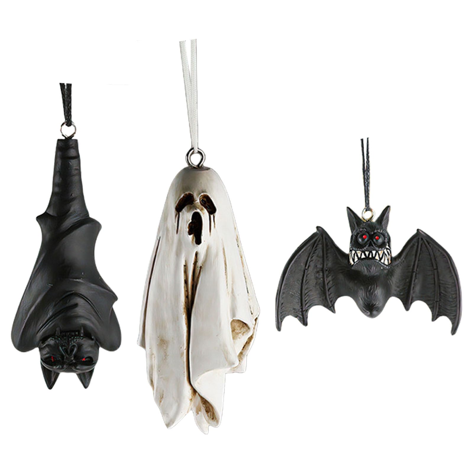 Kalttoy Halloween Hanging Bat & Ghosty Resin Figurines Outdoor Scary Decor for Yard, Porch, Garden, Tree Party Decoration Resin Ghosty/Bat Figurines