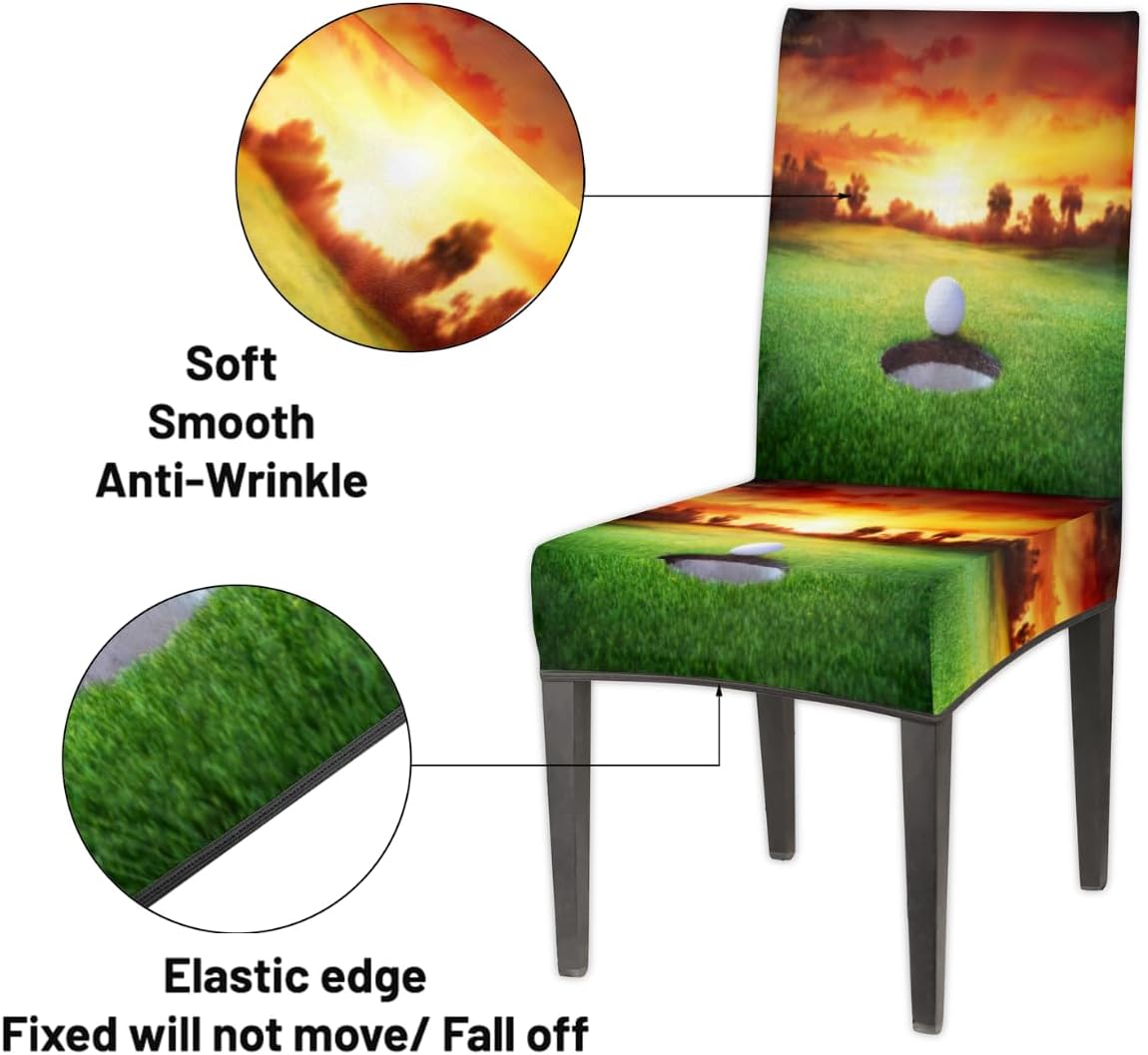 KOBLEN Sports The Golf Theme Stretch Chair Covers Set of 2, Parson Chair Protectors Slipcover Kitchen Seat Cover for Chairs Dining Room Home Party