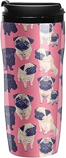 Pug Dogs Cute Coffee Cups with Lids Unisex Insulated Travel Mugs Tumbler...