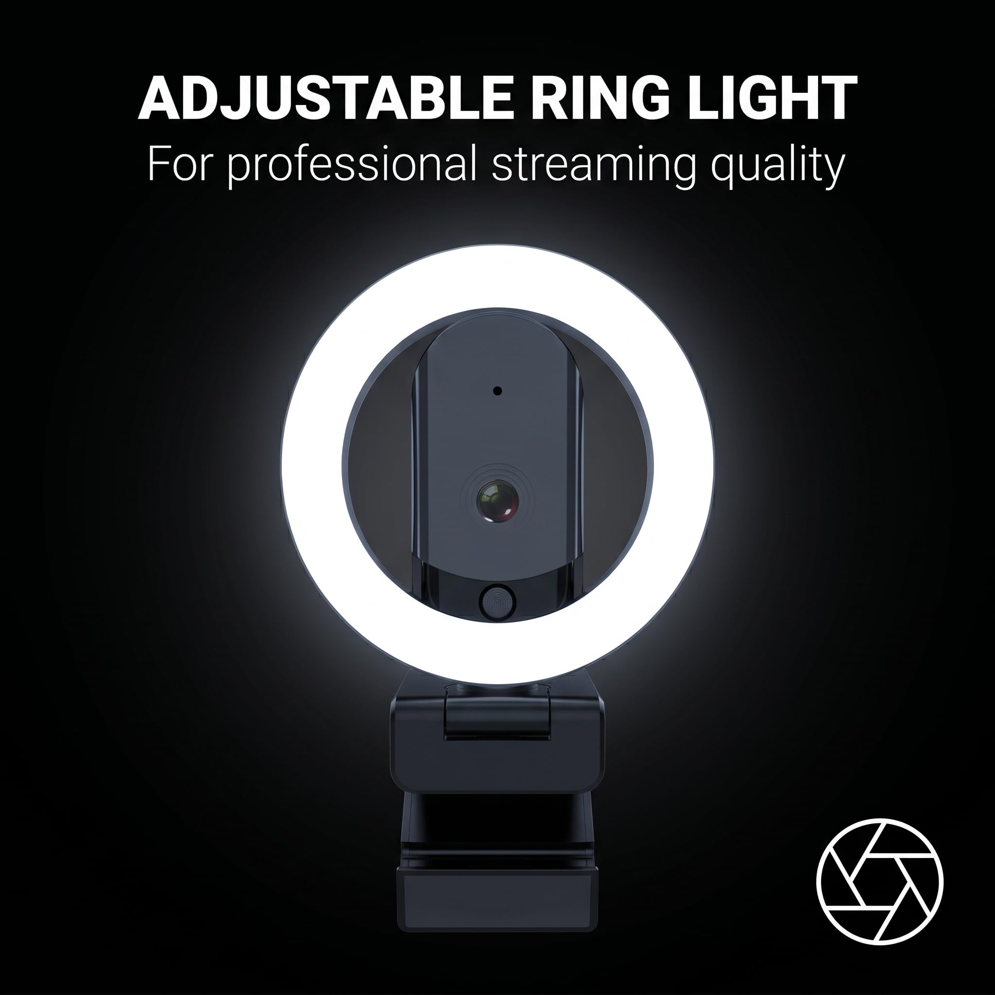 Cámara web 4K Ultra HD con micrófono, luz de relleno de 3 colores y cubierta de privacidad, cámara web de enfoque automático de gran angular de 90° con trípode y adaptador USB C, Plug & Play