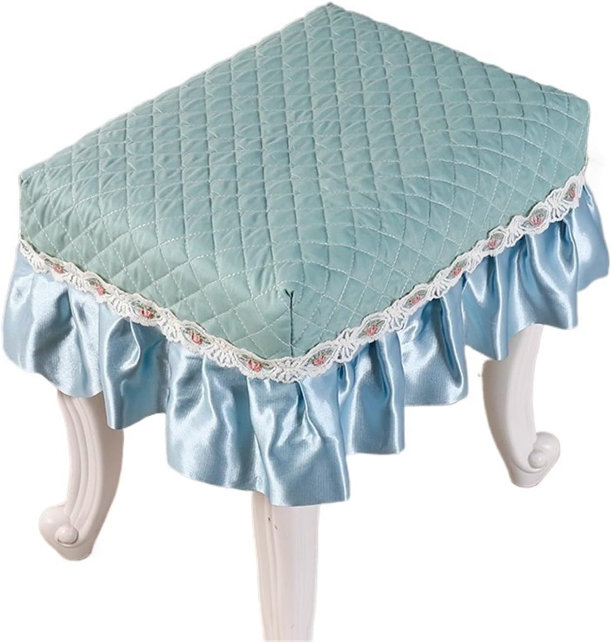 Piano Bench Cover Pastoral Makeup Stool Cover Frills Piano Bench Dustproof(Color8,37X78CM)