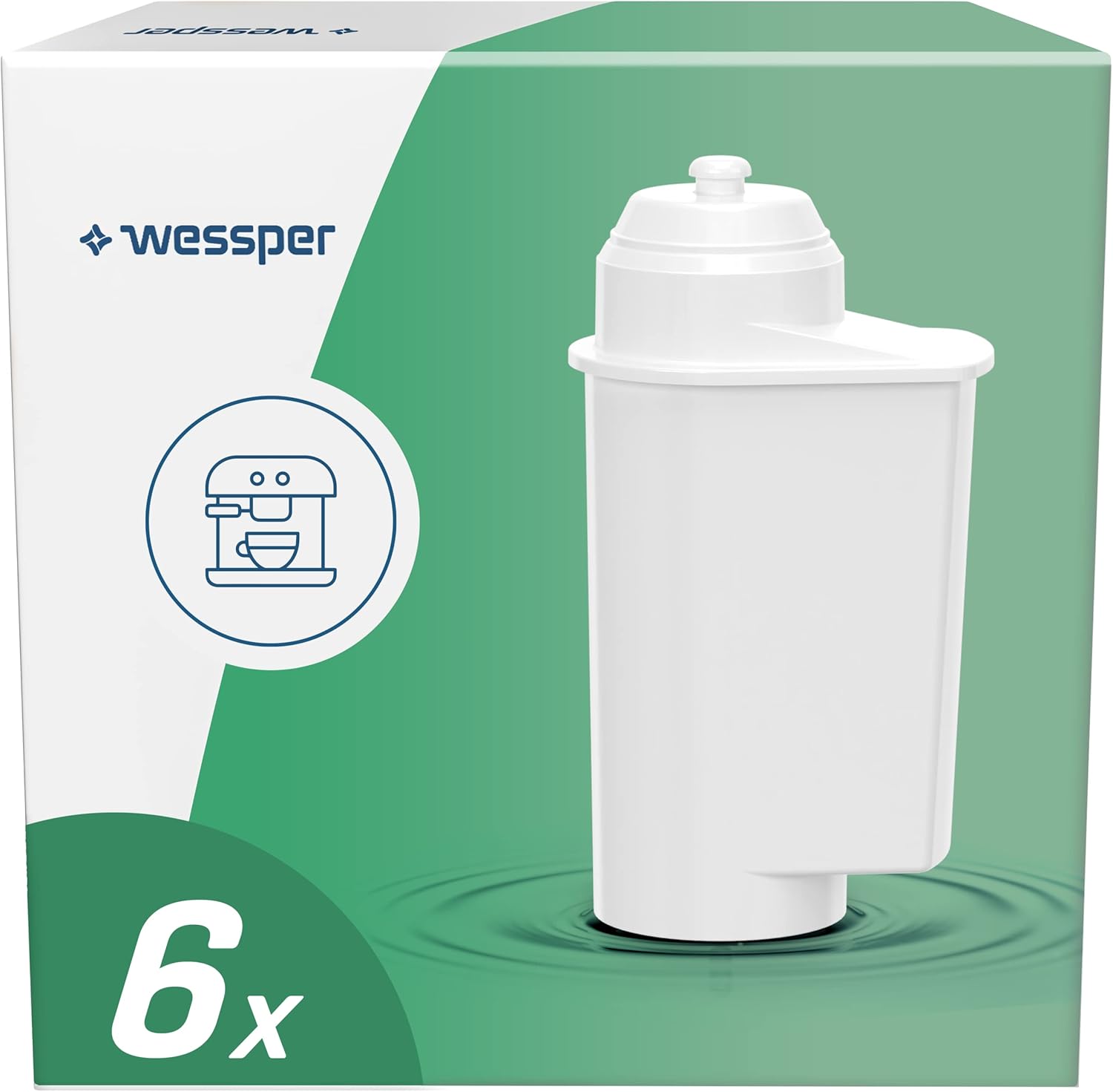 Wessper WES042 AquaIntense Water Filter, Plastic, Pack of 6