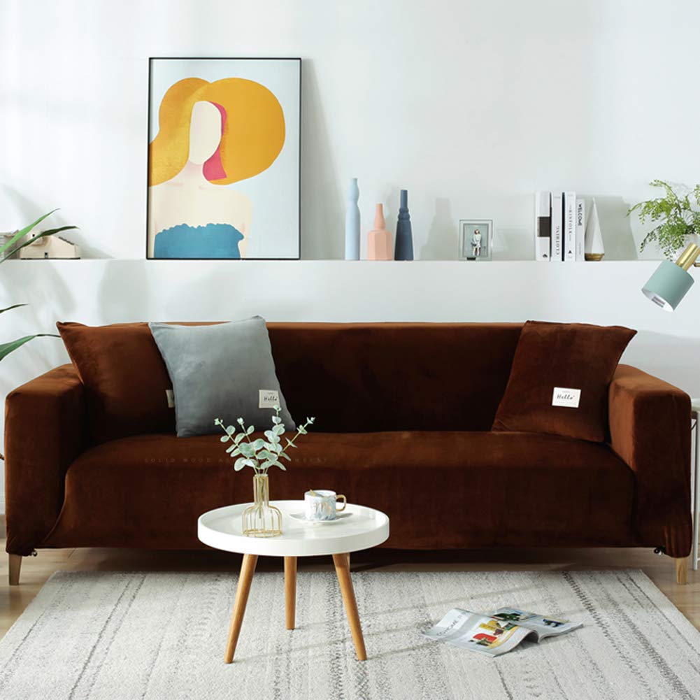 Felpa Cubiertas De Sofá para 1 2 3 4 Cubierta De Sofá,Polvo-Prueba Terciopelo Elástico Soft Couch Cover,Ajuste Fácil Lavable,Cubierta De La Silla Recliner Mueble Protector De Sofá-