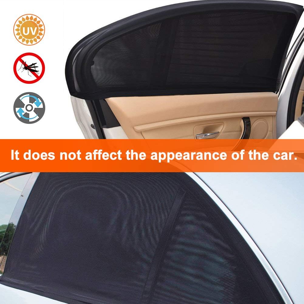 Car Window Shade (2 Packs), Universal Car Side Window Sunshades Breathable Sun Shade Mesh Shield - Protect Baby Kids Pet from Sun's Glare / Harmful UV Rays - Stretchable Fit for All Cars/Trucks/SUVs