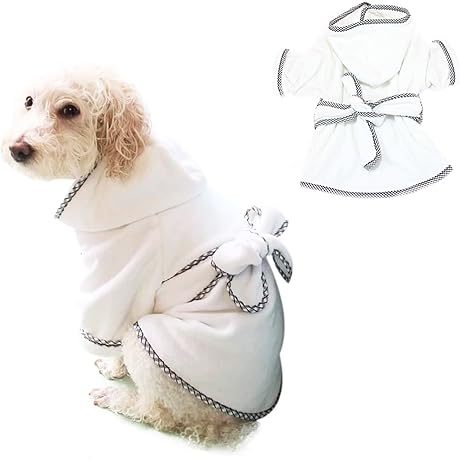 Soothing After-Bath Comfort: Dog Bathrobe for Small Pets