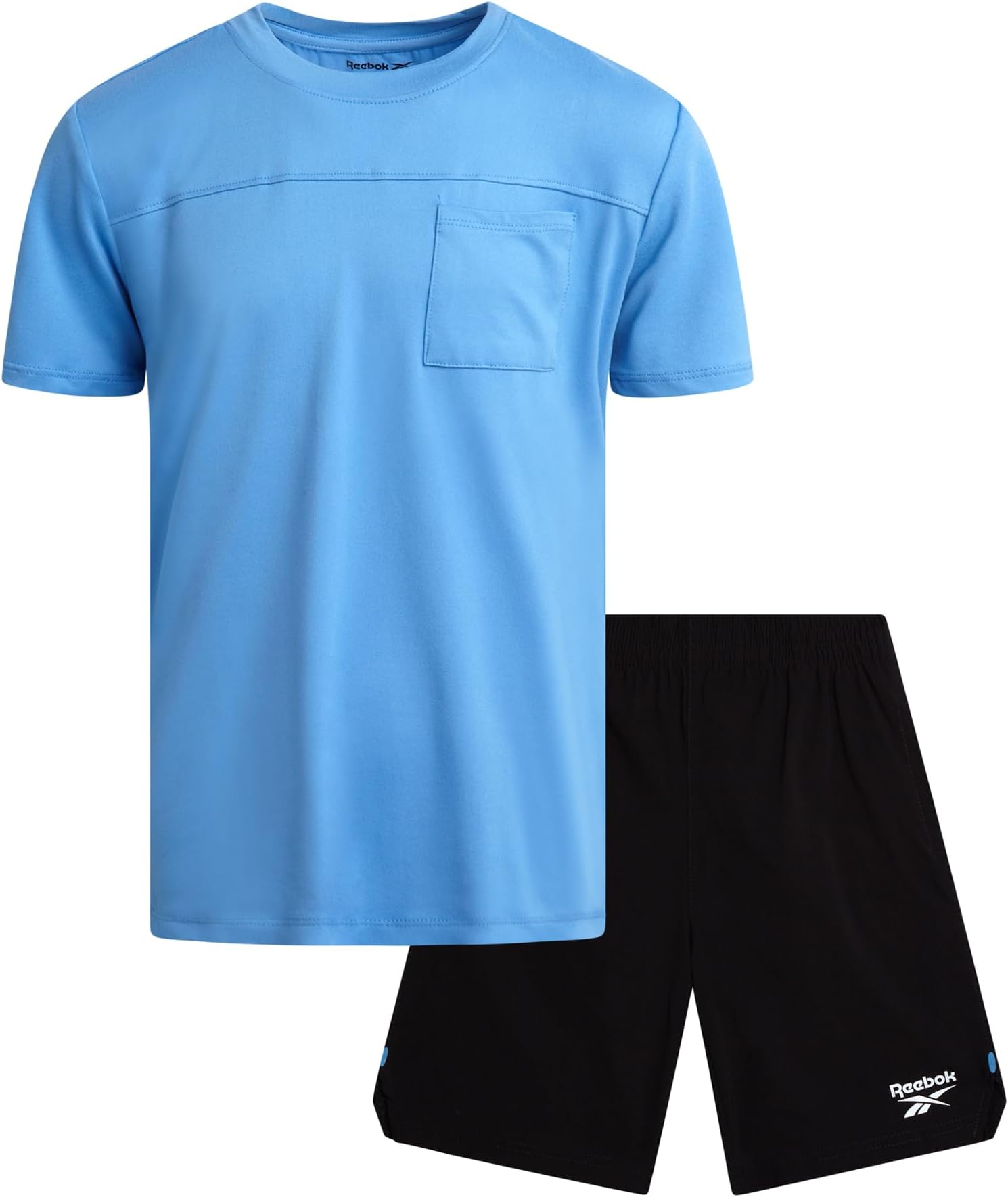 ReebokBoys Athletic Shorts Set - 2 Piece Summer Clothes Outfit with Pocket Tee and Boys Running Shorts for Active Kids