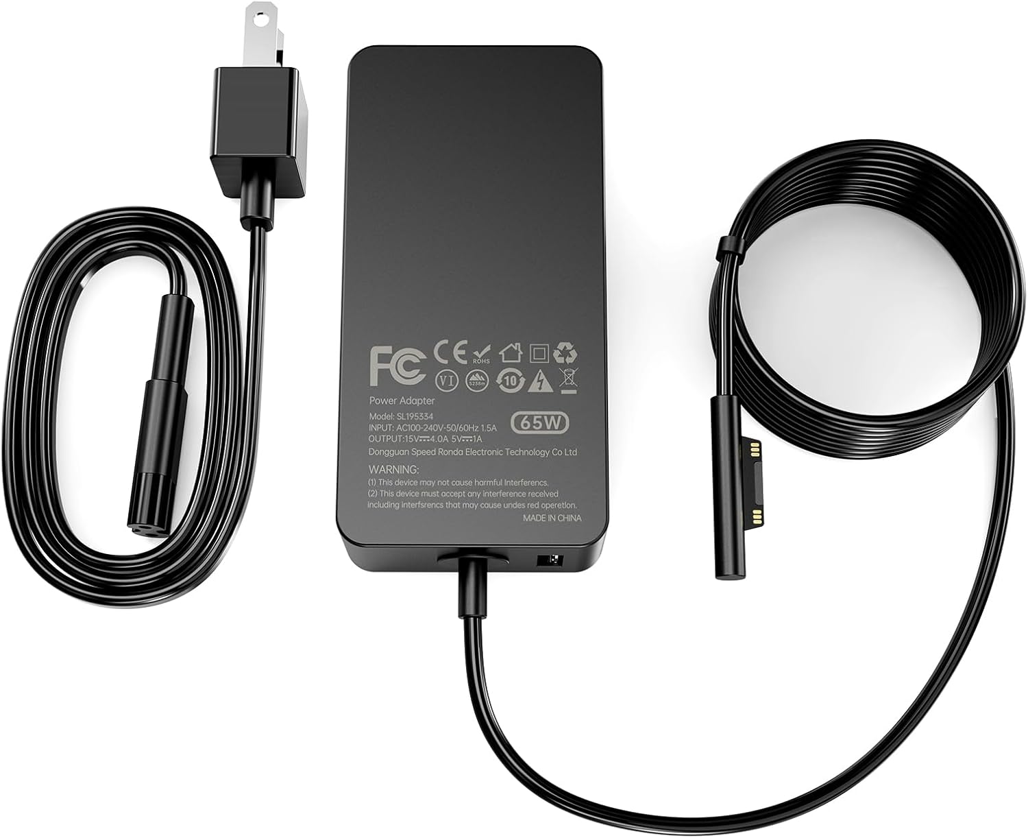 65W Power Adapter Charger Compatible with Microsoft Surface Pro 11, 10, 9, 8, 7+, 7, 6, 5, 4, 3, X; Surface Laptop 7, 6, 5, 4, 3, 2, 1; Surface Book 3, 2, 1; and Surface Go Tablet