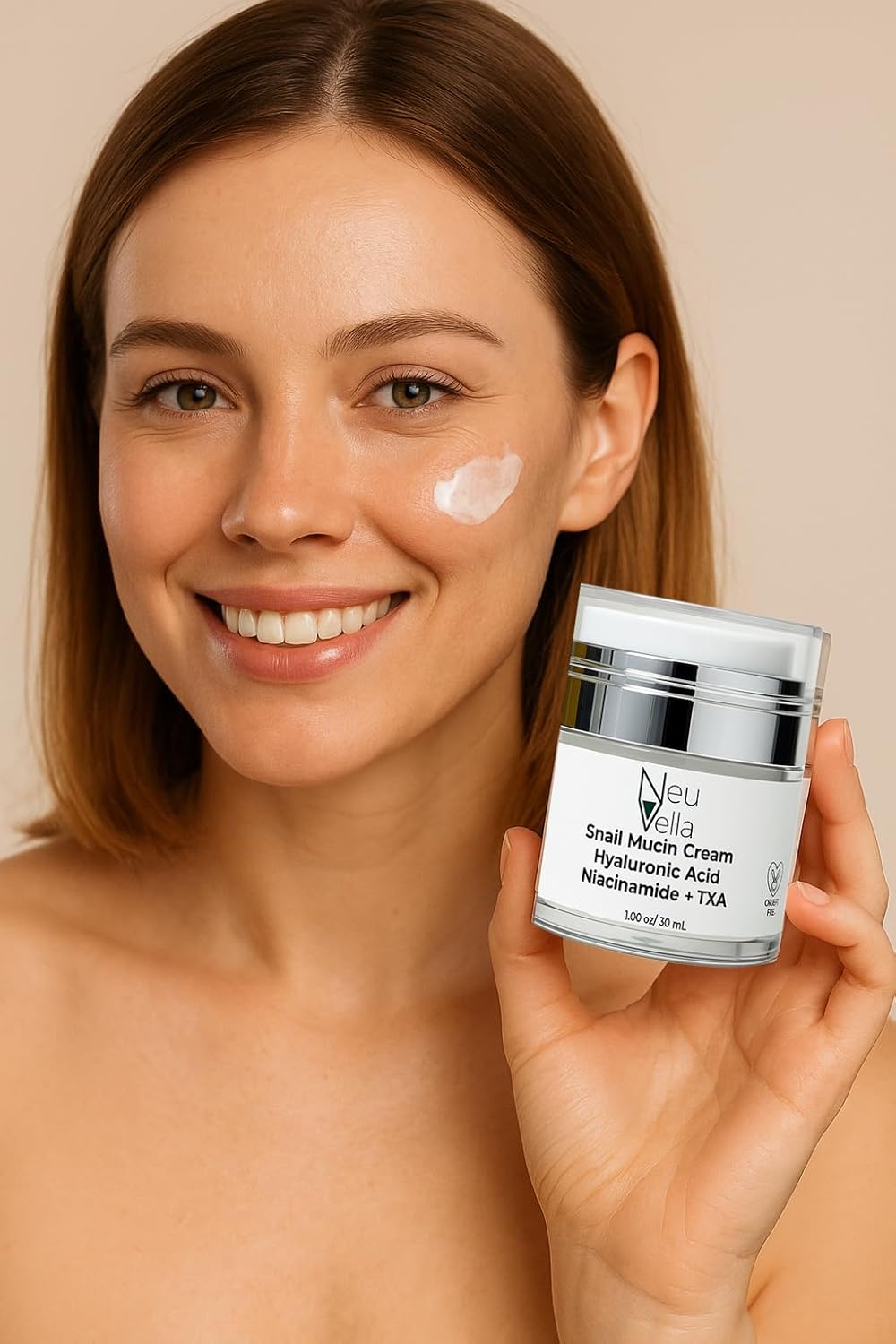 Snail Mucin Cream -Hyaluronic Acid + Niacinamide + TXA -for Dewy, Even-Looking Skin-1 oz