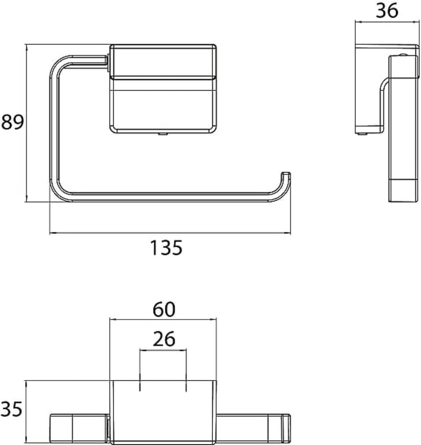 Emco Cue Toilet Roll Holder Without Flap 13.5 x 3.6 x 8.9 cm Chrome