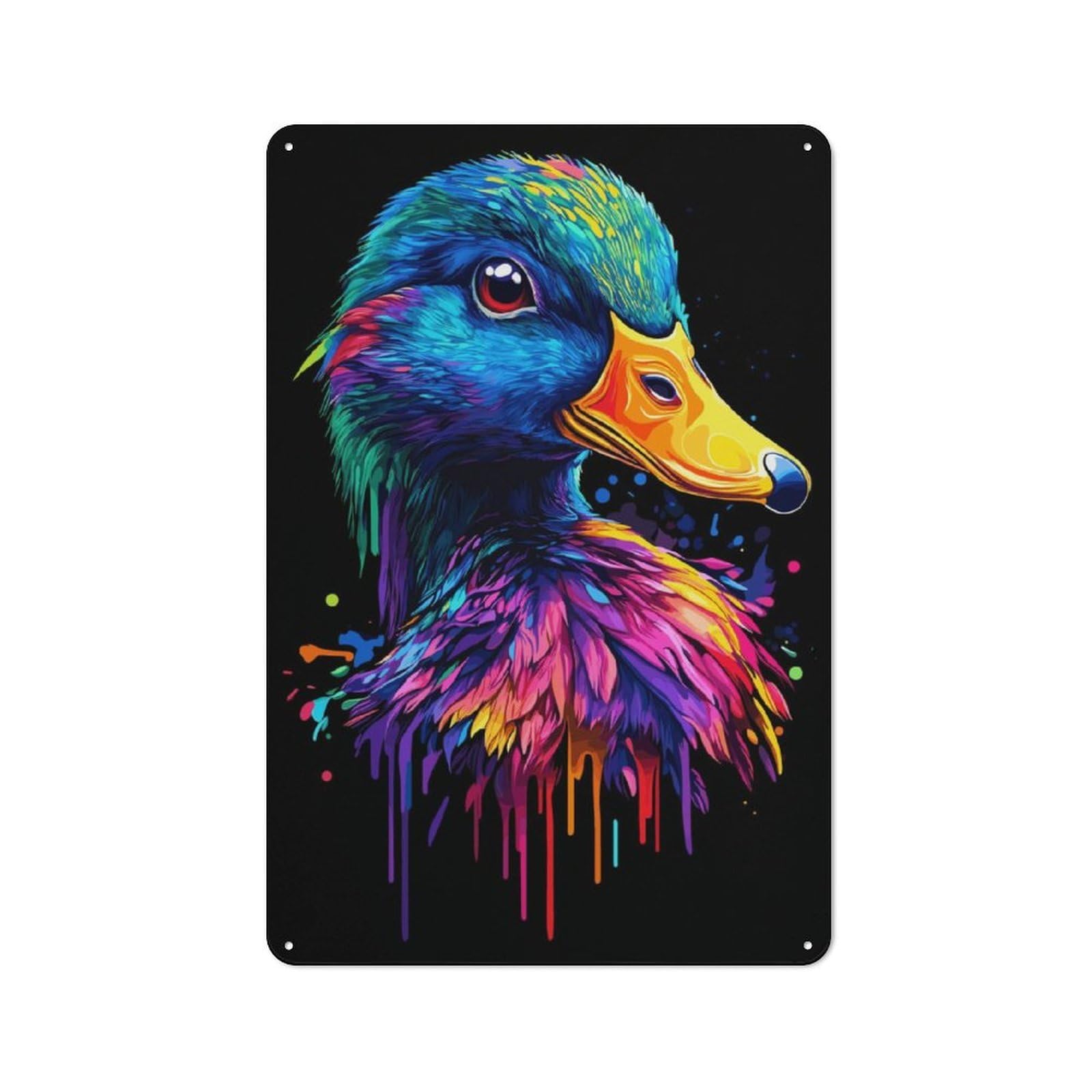 Junmoney Pop Art Rainbow Duck Tin Wall Plaque 30X20cm With For Garage Wall, For Collectors Of Retro Metal Wall Decor