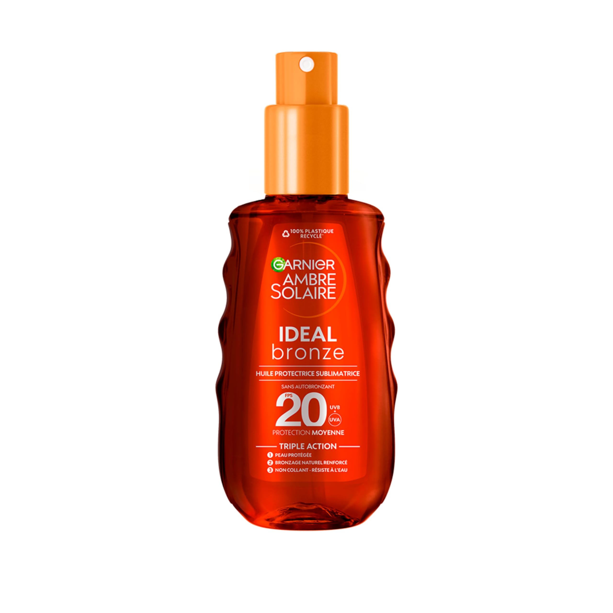 GARNIER Sonnenbernstein Ideal Bronze – schützendes Sublimationsöl LSF 20 – Belebt die Bräune – nicht klebrig – Vitamin E & Sheabutter – Vegan & Cruelty Free – alle Hauttypen – 150