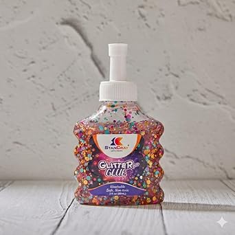 Washable Glitter Glue for Slime Making (88ml) - Sparkle Liquid Glue for Kids Art & Craft, DIY School Projects & Scrapbooking, Safe & Non-Toxic Adhesive (Multicolour, 88ml)