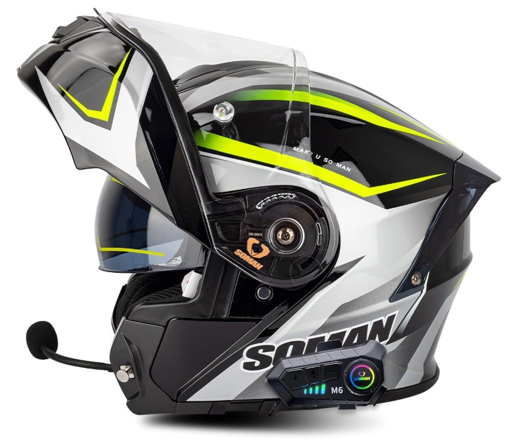 Casque de moto intégré Bluetooth modulable avec double visière J - 8