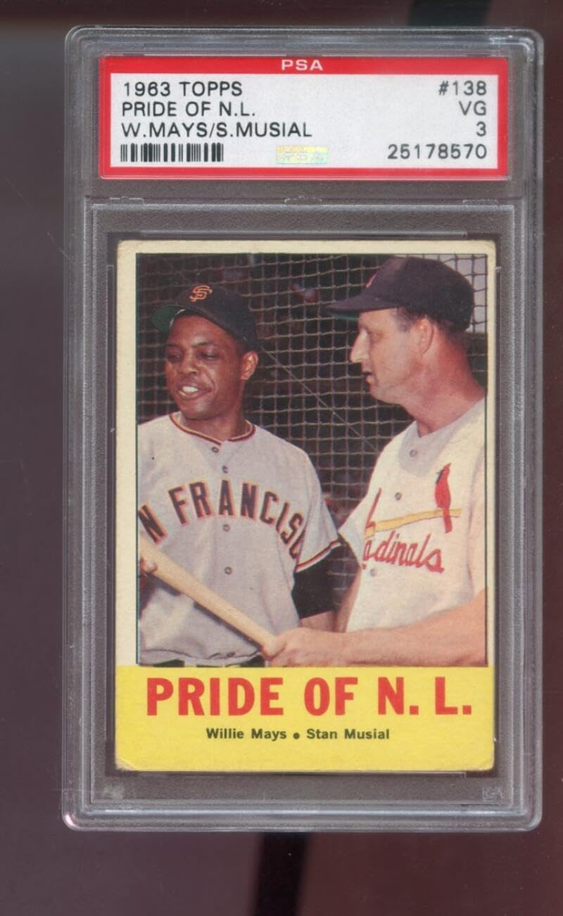 1963 Topps #138 Pride Of The N.L. Willie Mays Stan Musial PSA 3 Graded Card MLB