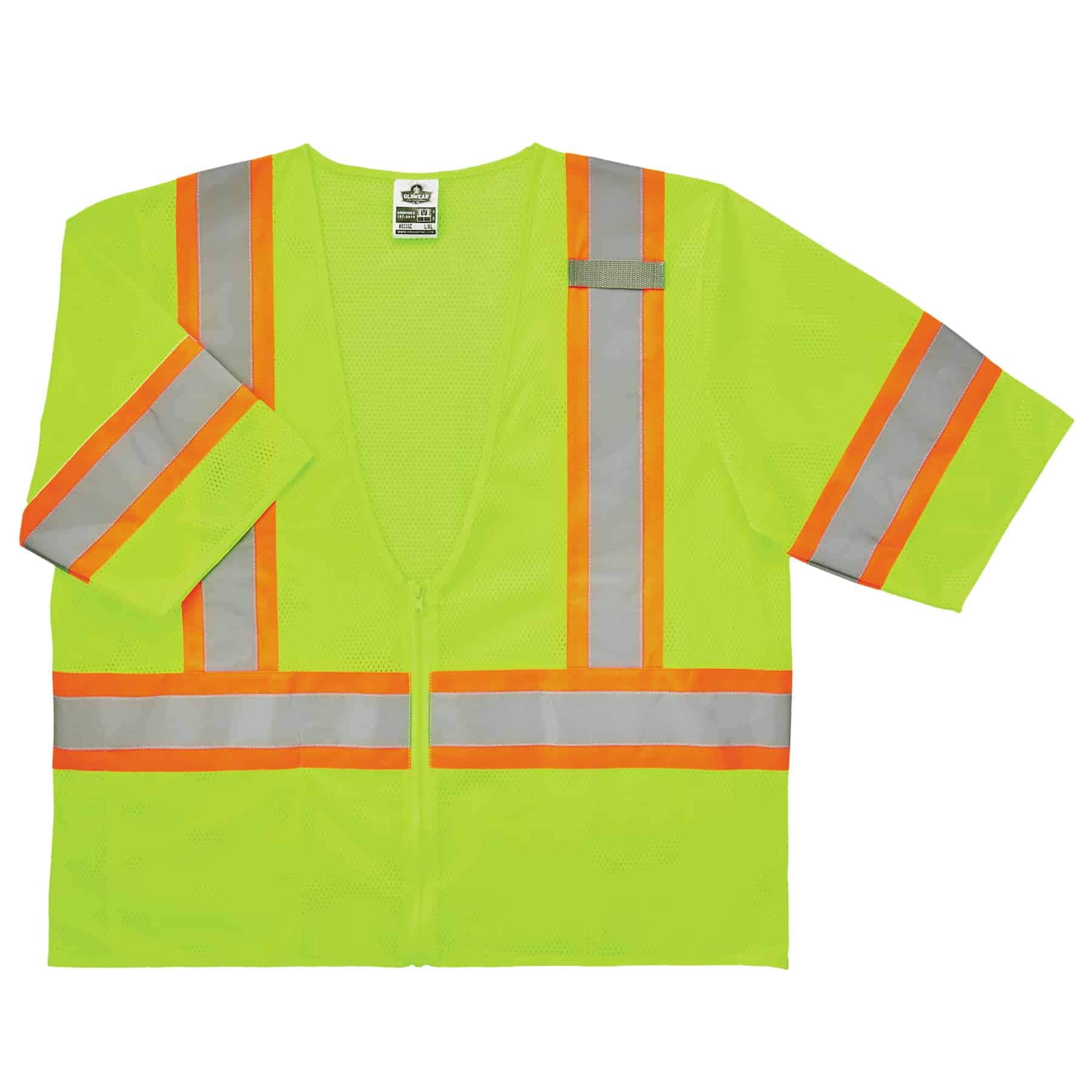 Ergodyne - 22185 GloWear 8330Z ANSI Class 3 Two-Tone High Visibility Lime Safety Vest with Sleeves, Large/X-Large