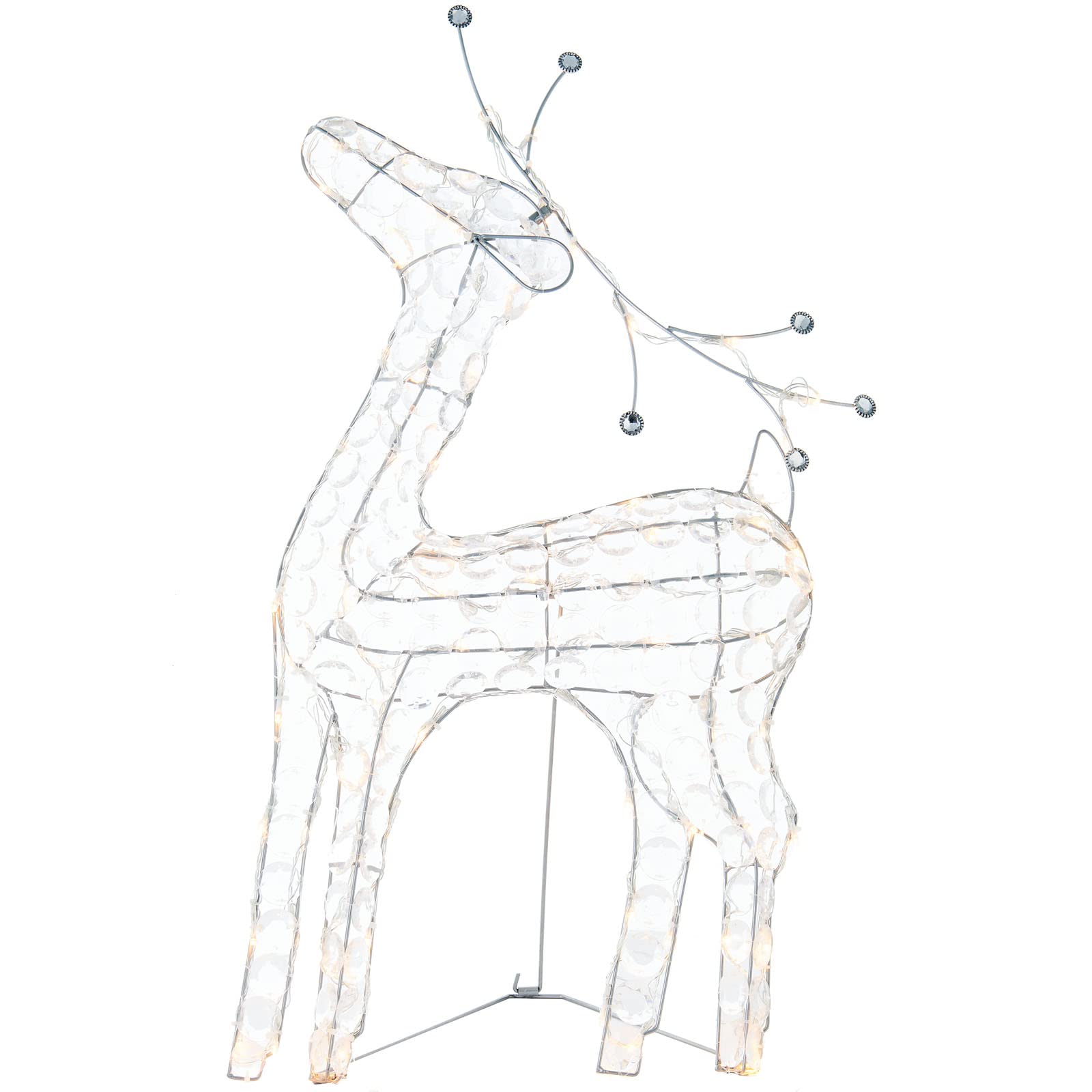 WeRChristmas Pre-Lit 2D Crystal Reindeer Christmas Decoration, 80 Warm White LEDs, Gold, 79 cm