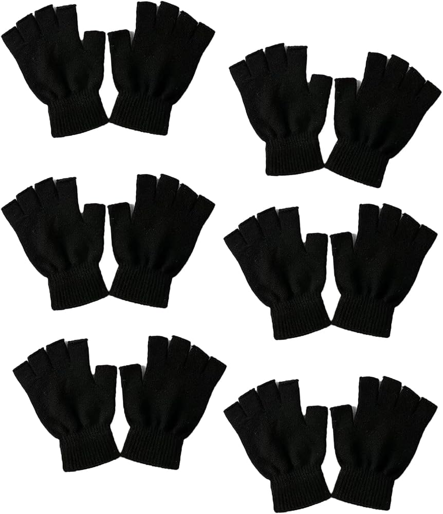 6 Pairs Kids Winter Knit Fingerless Gloves Warm for Boys Girls — 사진 1
