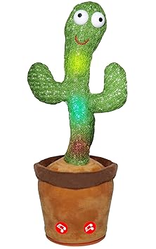 ADA? Repeating Talking Cactus Toy, Electronic Kids Plush Toy Recorder & Repeating What You Say with 120 English Songs and LED Lighting for Home Decor