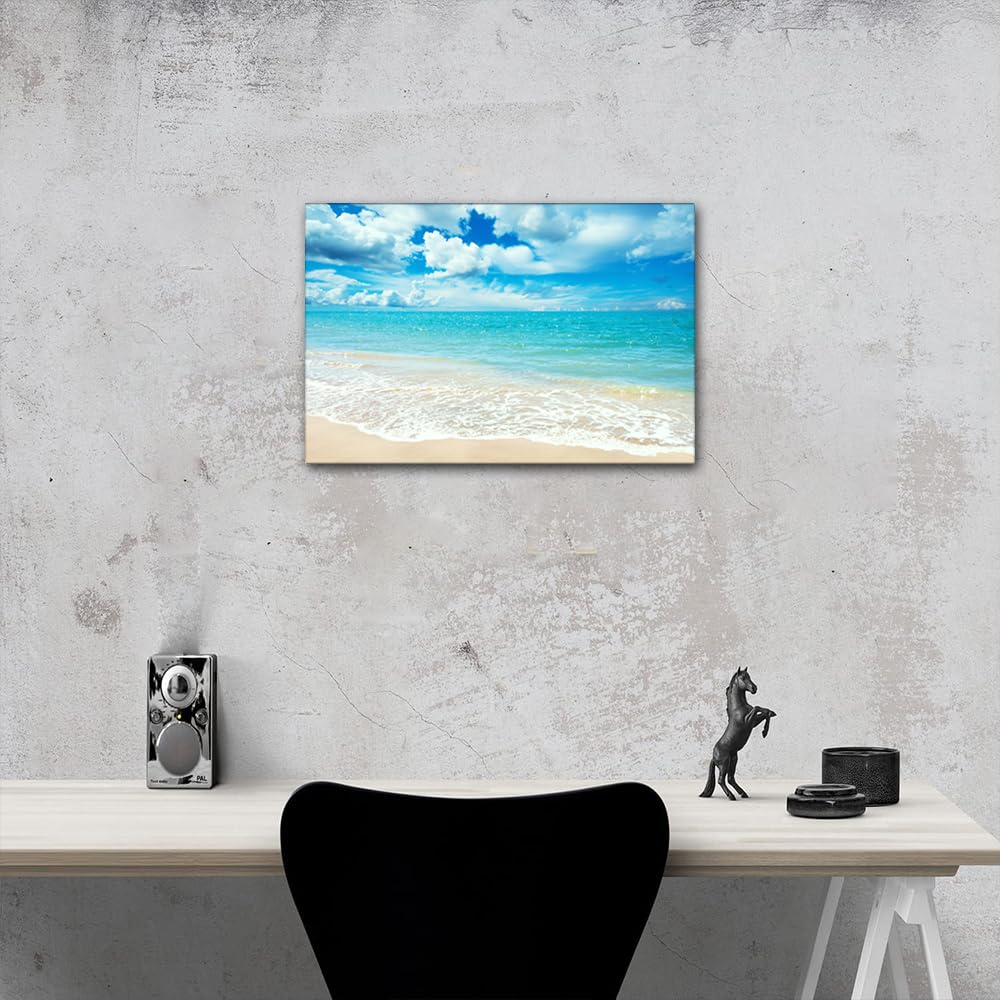 Canvas Wall Art Canvas Print Tropical Teal Ocean Sea Beach Shore Paradise Art for Living Room Office Bedroom Dining Room Wall Decor Stretched and Framed Ready to Hang - Image 4