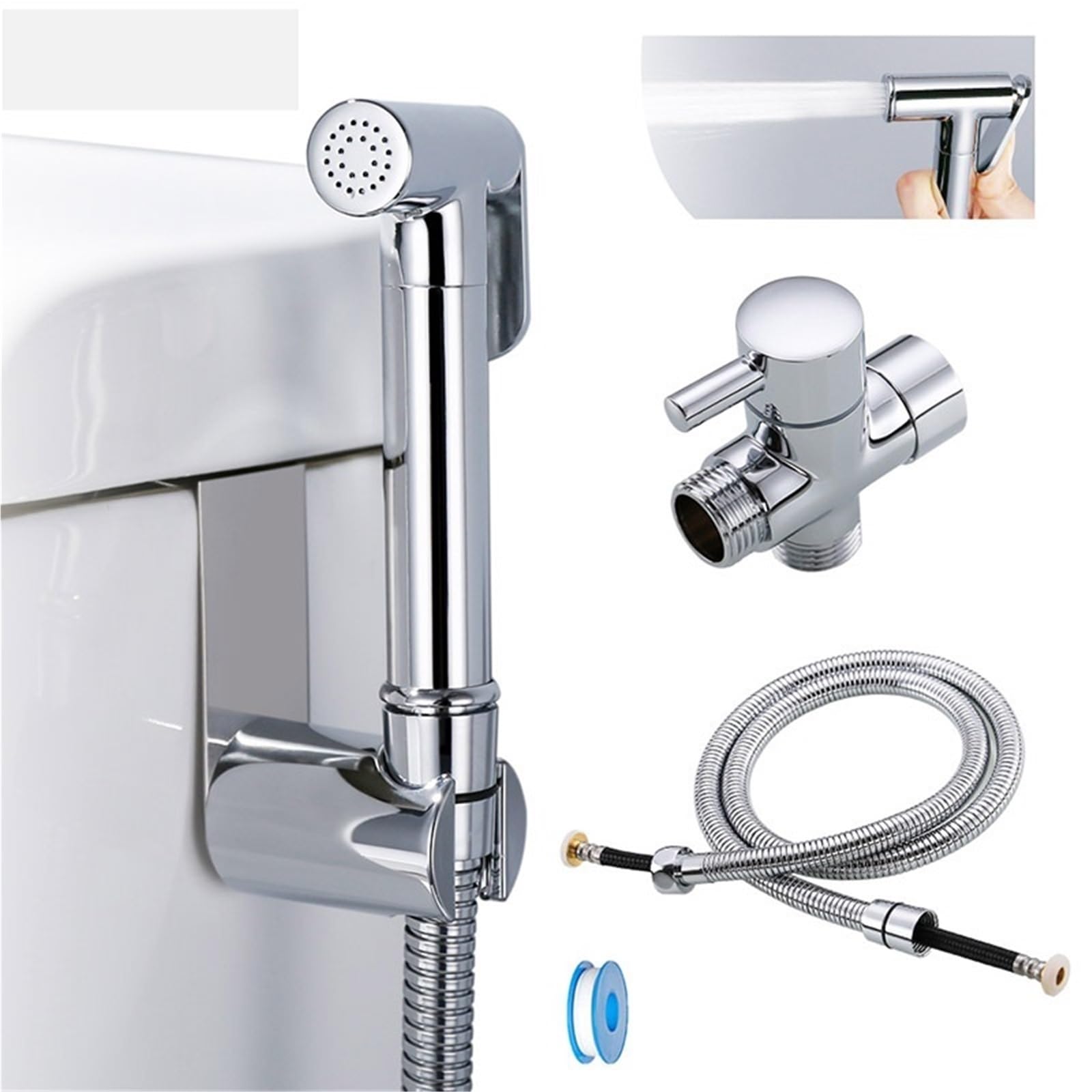 Kit spruzzatore for bidet portatile in ottone cromato
