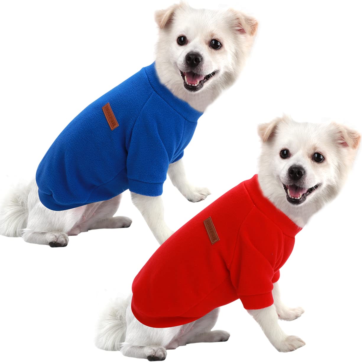 HuaLiSiJi Jersey Perro Pequeño Jersey de Algodón para Perros,Colores Encantadores, Tejidos Lujosos, Suaves y Cómodos, Fáciles de Usar y Quitar para Mantenerse Calientes (S, Rosso+Azul Oscuro)