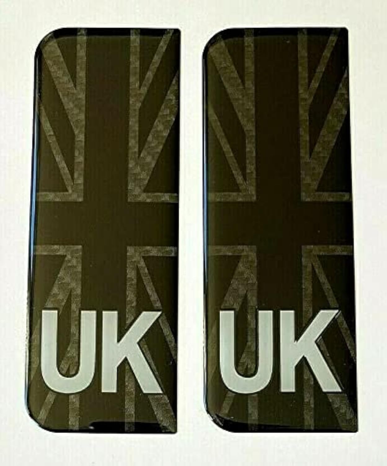 Gelz Black Domed & Carbon Union Jack Uk Vehicle Number Plate Domed Stickers/Decals