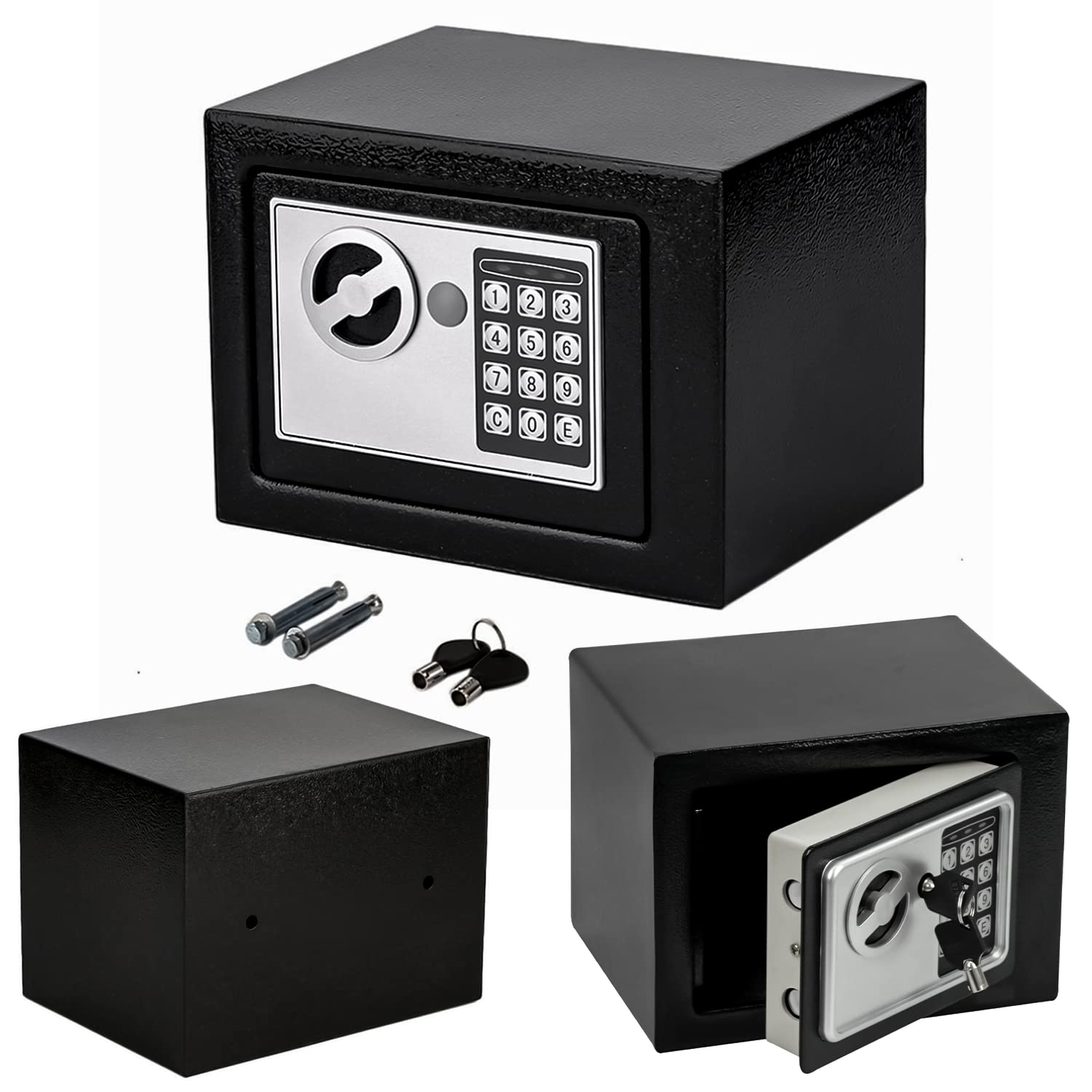 Heavy Duty Steel Digital Electronic Security Safe Home Office Money Safety Box By Crystals® (4.6L Electric Safe_Black)